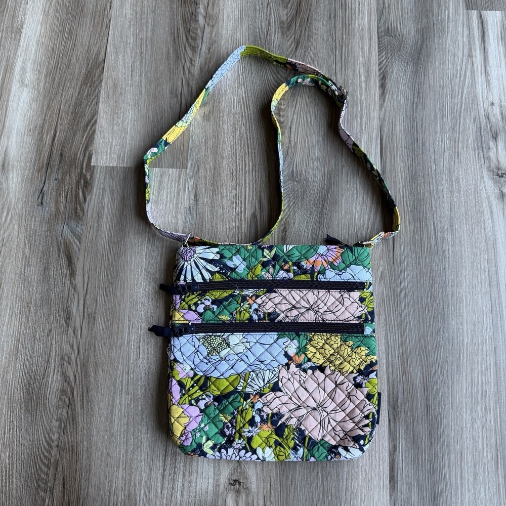 Vera Bradley Triple Zip Hipster Bloom‎ Bloom Medium Dark Floral Crossbody
